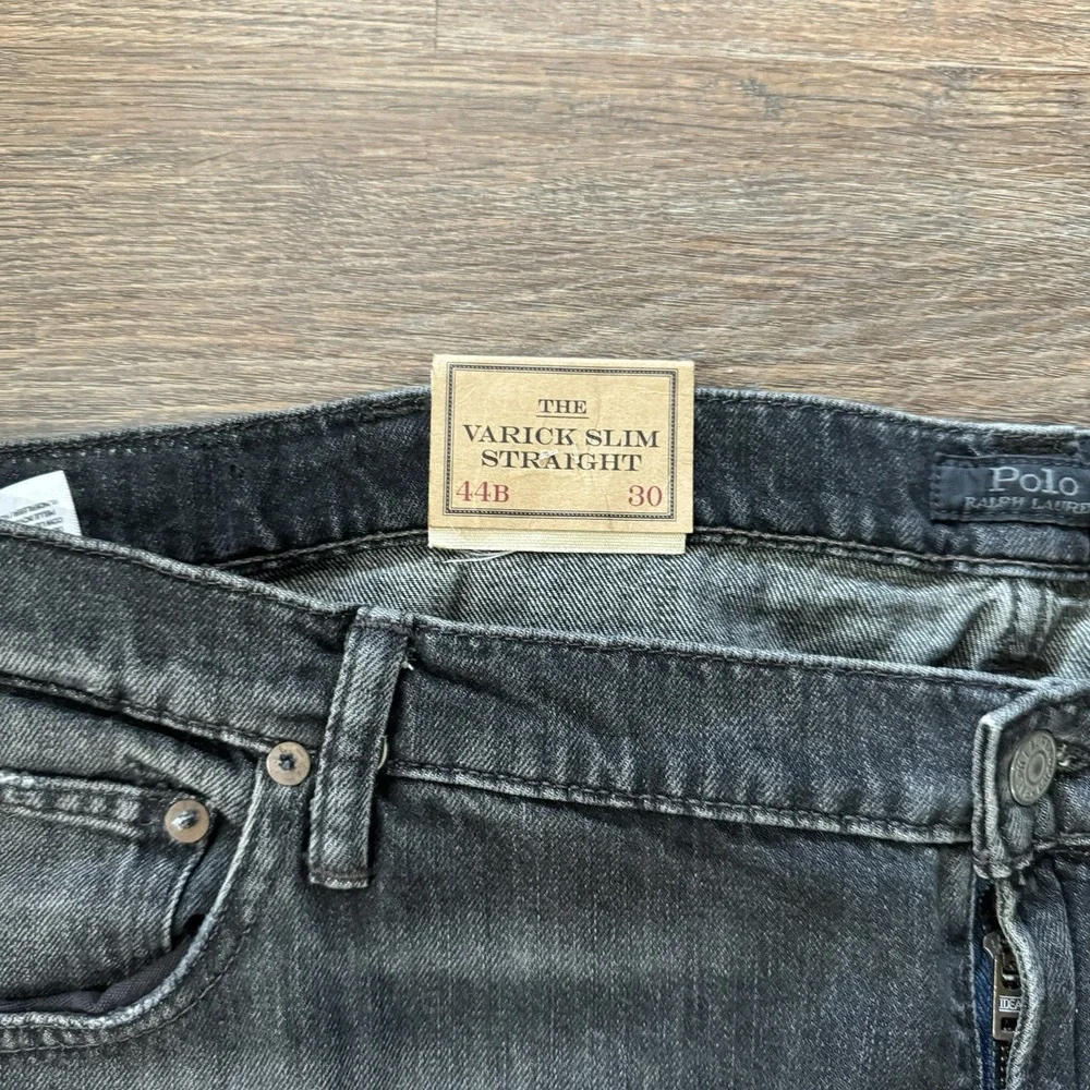 Polo Ralph Lauren Jeans Mens 44Bx30‎ Black Varick Slim Straight Patchwork Grunge